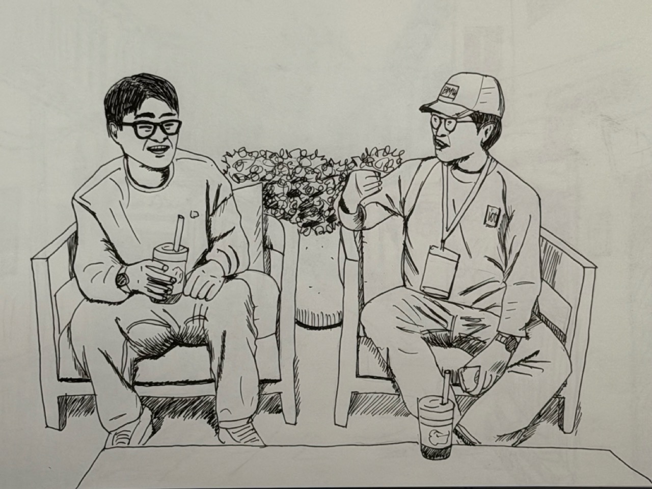 [인물드로잉] 여행길 위의 아늑한 쉼표 — 파머스 마켓 글로브에서 커피 한잔의 추억